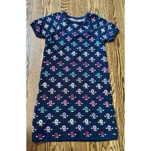 Girls TEA Collection Sz 10 Knit Sweater Dress Navy Blue Floral Flower‎ Print EUC